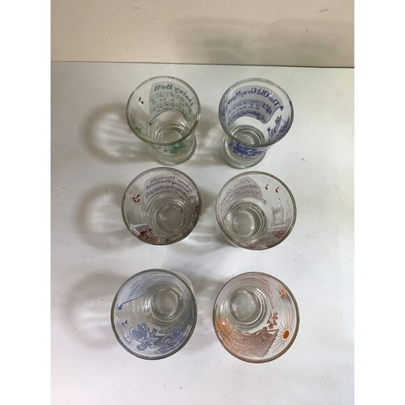 Vintage 40s Set of 6 Hazel Atlas Cordial Glasses Novelty Sing-A-Song Vaudeville - Picture 3 of 7